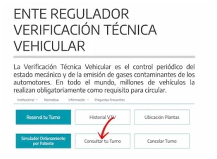 Paso 1 para consultar o cambiar el turno de la VTV en San Vicente
